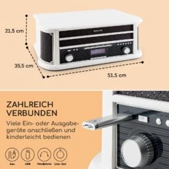 [Wiederverpackt] Belle Epoque 1908 DAB Retro-Stereoanlage -KLarstein Verkaufsgeschäft 10030660 de 0006 usp