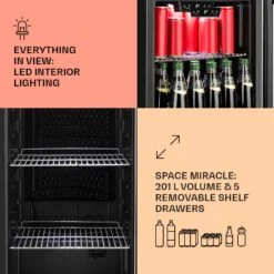 Beersafe 6XL Getränkekühlschrank Mit Glastür 201 Liter -KLarstein Verkaufsgeschäft 10031930 uk 0004 usp