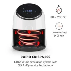 [Gebraucht] AirVital Heißluftfritteuse -KLarstein Verkaufsgeschäft 10032331 yy 0004 logo Klarstein AirVital Heissluftfritteuse 1300W weiss reedit