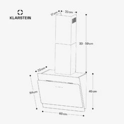 [Wiederverpackt] Aurica 60 Dunstabzugshaube Kopffrei -KLarstein Verkaufsgeschäft 10032765 yy 0011 dimensions