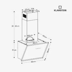 [Gebraucht] Silver Lining 60 Dunstabzugshaube Kopffrei -KLarstein Verkaufsgeschäft 10033777 yy 0011 dimensions