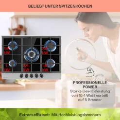 [Wiederverpackt] Alchemist 5 Zonen Gaskochfeld -KLarstein Verkaufsgeschäft 10034970 de 0003 usp