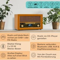 [Wiederverpackt] Belle Epoque 1906 DAB Retro-Stereoanlage -KLarstein Verkaufsgeschäft 10040014 de 0002 usp