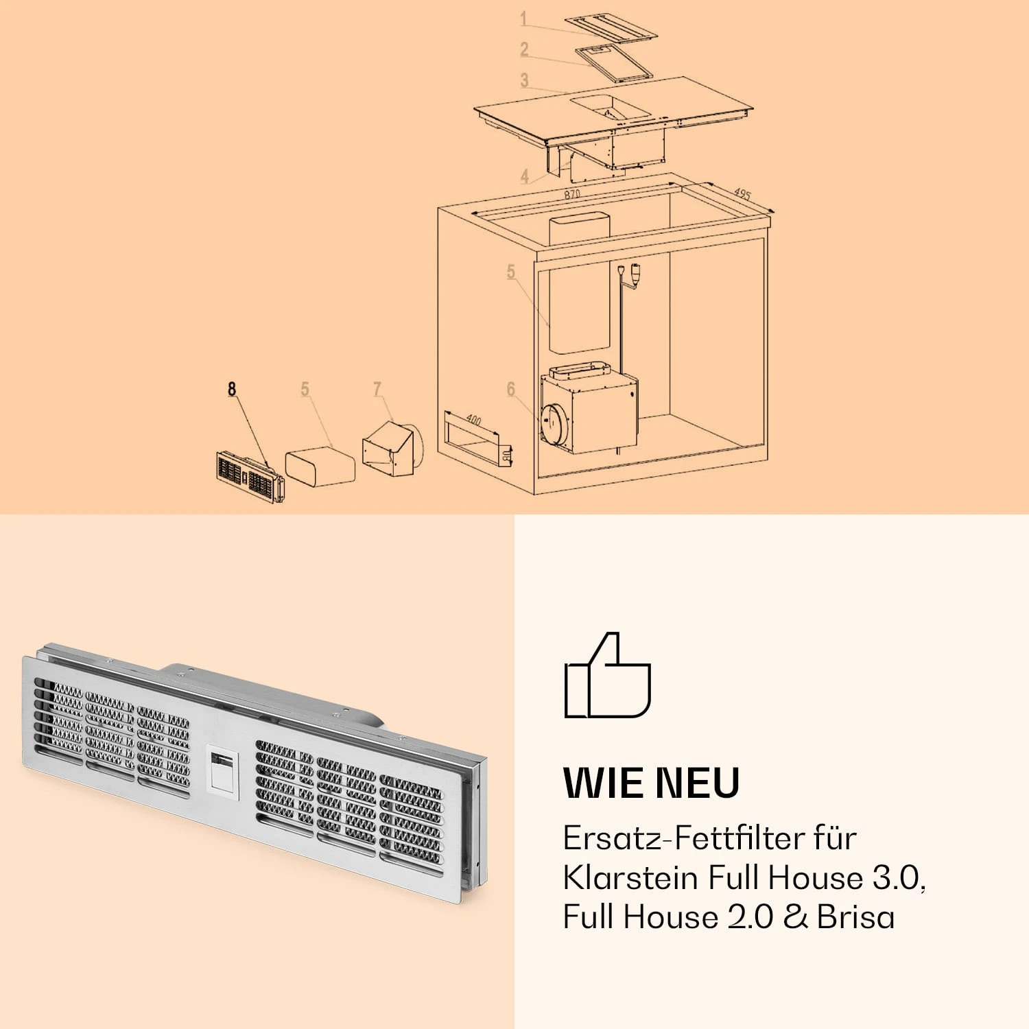 Fettfilter Für Dunstabzugshaube (Full-House, Chef-Fusion, Brisa) 4 Fettfilter Für Dunstabzugshaube (Full-House, Chef-Fusion, Brisa) – Bild 2