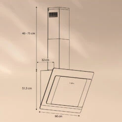 [Gebraucht] Aurora 90 Smart Dunstabzugshaube -KLarstein Verkaufsgeschäft 10040236 yy 0007 dimensions 1