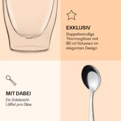 [Wiederverpackt] DUOS Doppelwandiges Glas 80 Ml Inkl. Löffel -KLarstein Verkaufsgeschäft 10040384 de 0006 logo