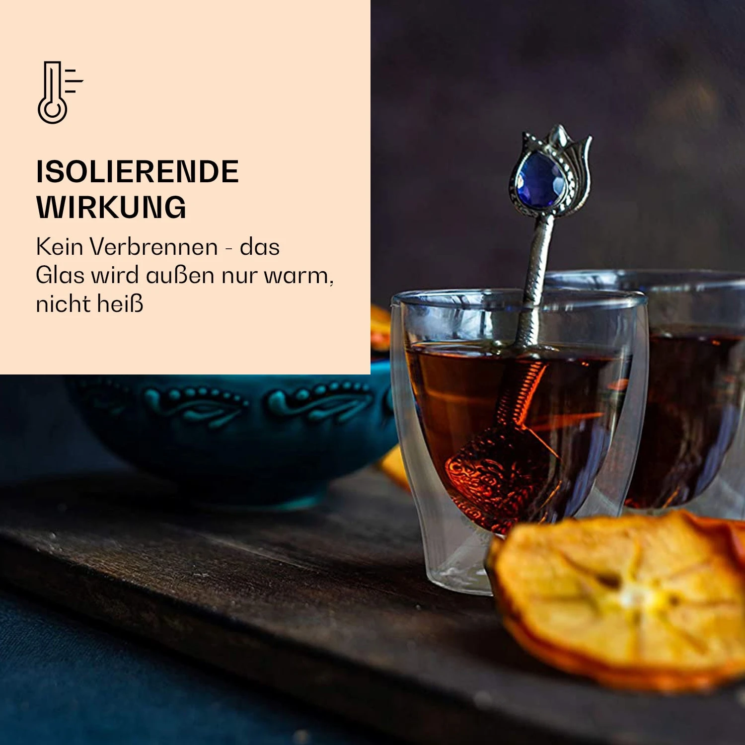 DUOS Doppelwandiges Glas 80, 200, 310, 400 Ml Inkl. Löffel 4 DUOS Doppelwandiges Glas 80, 200, 310, 400 Ml Inkl. Löffel – Bild 2