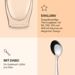 DUOS Doppelwandiges Glas 80, 200, 310, 400 Ml Inkl. Löffel 12 DUOS Doppelwandiges Glas 80, 200, 310, 400 Ml Inkl. Löffel -KLarstein Verkaufsgeschäft 10040390 de 0005 logo