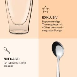 DUOS Doppelwandiges Glas 400 Ml Inkl. Löffel -KLarstein Verkaufsgeschäft 10040403 de 0006 logo