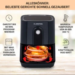 [Wiederverpackt] Crisp-Pro Heißluftfritteuse Air Fryer 1400W -KLarstein Verkaufsgeschäft 10040698 de 0002 usp