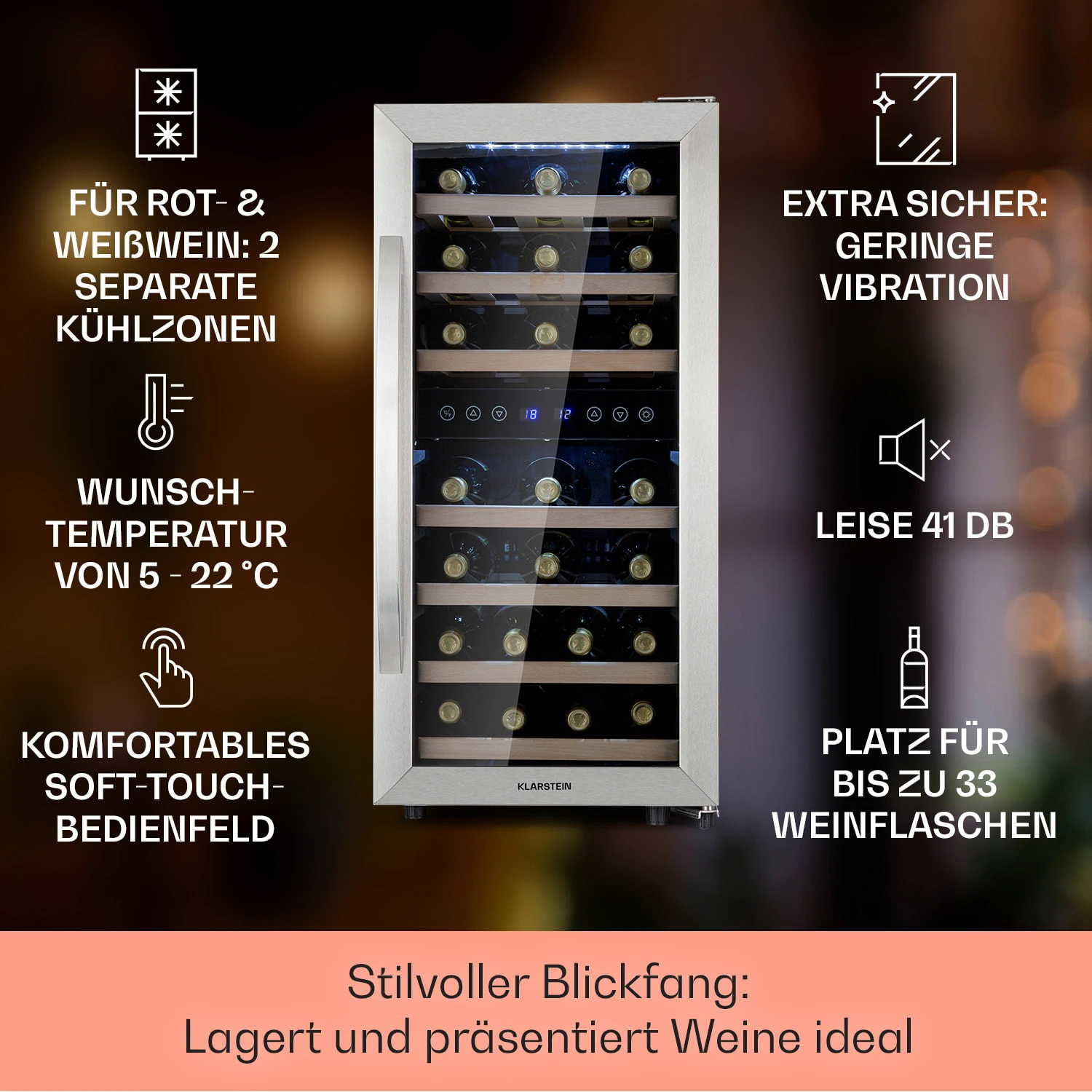 Vinamour 33 Duo Weinkühlschrank 2 Zonen 4 Vinamour 33 Duo Weinkühlschrank 2 Zonen – Bild 2