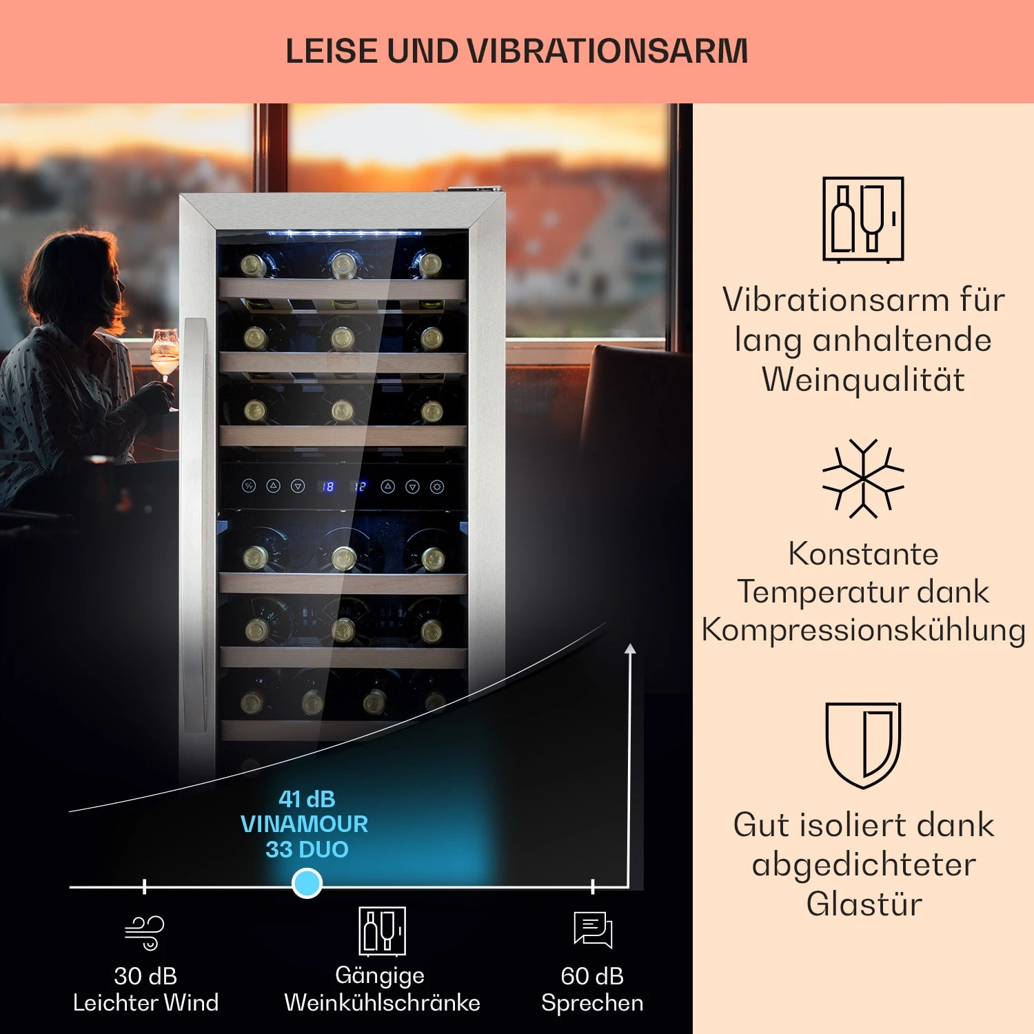 Vinamour 33 Duo Weinkühlschrank 2 Zonen 6 Vinamour 33 Duo Weinkühlschrank 2 Zonen – Bild 4