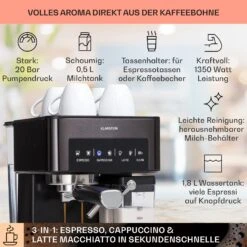 [Wiederverpackt] Arabica Comfort Siebträgermaschine -KLarstein Verkaufsgeschäft 10041523 de 0002 usp