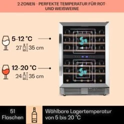 [Wiederverpackt] Vinovilla 50 Duo Einbau-Weinkühlschrank 2 Zonen -KLarstein Verkaufsgeschäft 10041900 de 0003 usp