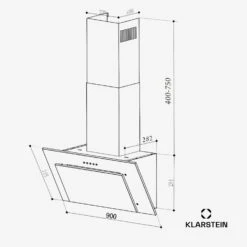 [Wiederverpackt] Athena 90 Dunstabzugshaube Kopffrei 90cm -KLarstein Verkaufsgeschäft 10045318 yy 0011 dimensions