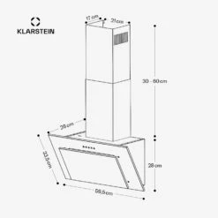 Athena 60 Dunstabzugshaube Kopffrei 60cm -KLarstein Verkaufsgeschäft 10045319 yy 0011 dimensions