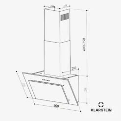 [Gebraucht] Athena 90 Dunstabzugshaube Kopffrei 90cm -KLarstein Verkaufsgeschäft 10045320 yy 0011 dimensions
