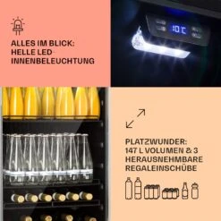Beersafe 5XL Getränkekühlschrank Mit Glastür 148 Liter -KLarstein Verkaufsgeschäft 10045900 de 0004 usp