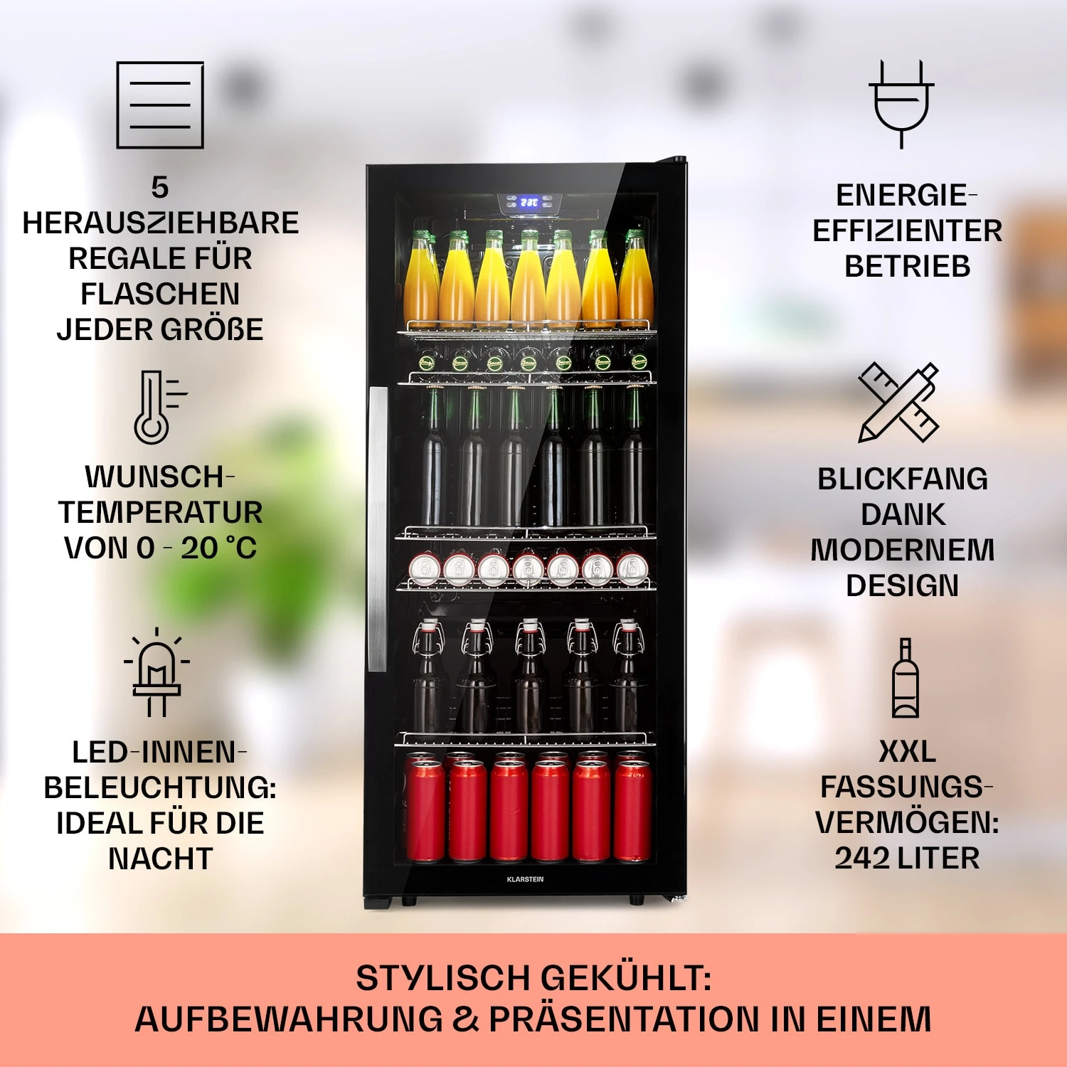 Beersafe 7XL Getränkekühlschrank Mit Glastür 242 Liter 4 Beersafe 7XL Getränkekühlschrank Mit Glastür 242 Liter – Bild 2