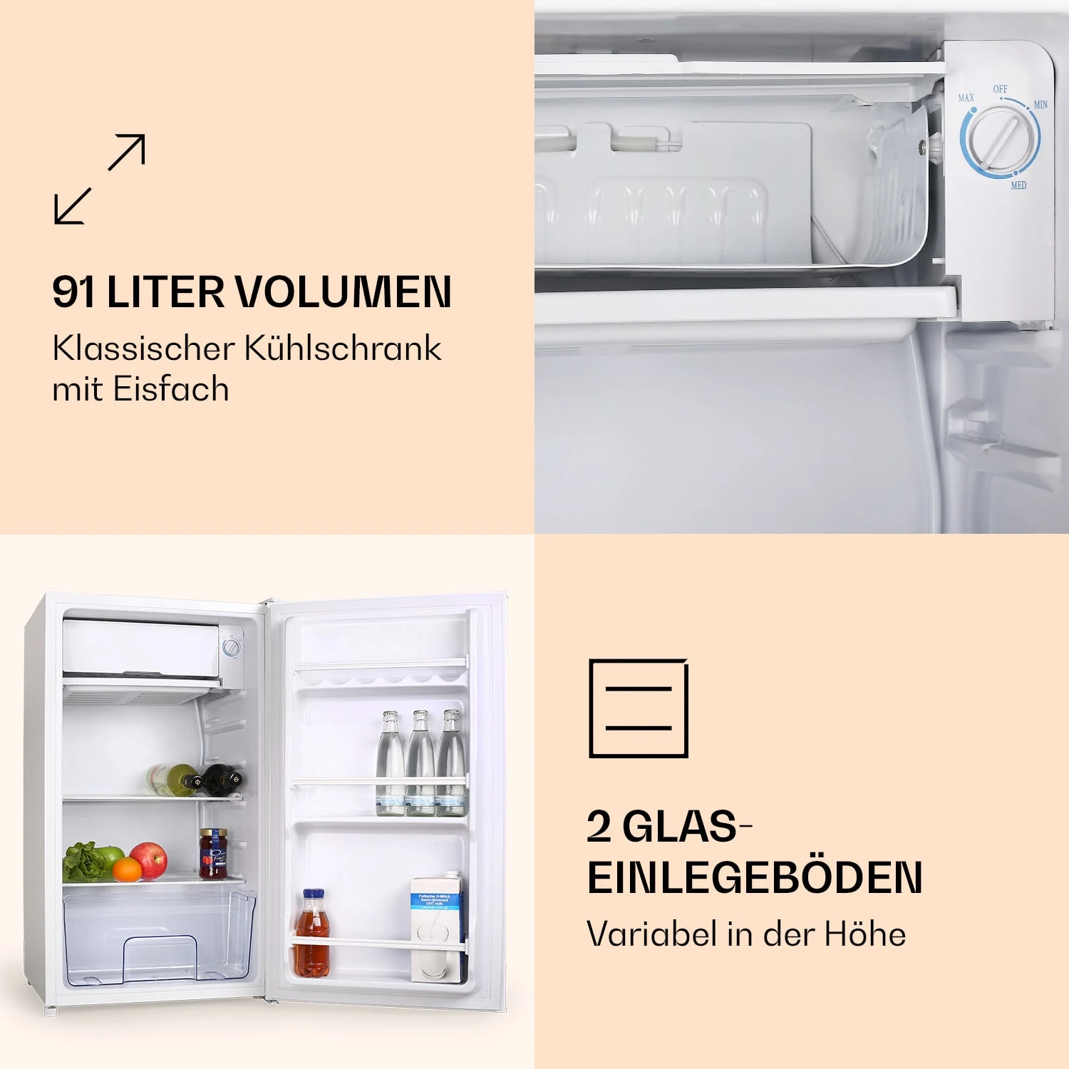 Klarstein 90L1-WH Kühlschrank 4 Klarstein 90L1-WH Kühlschrank – Bild 2