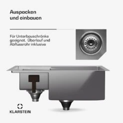 [Gebraucht] TitanSteel Küchenspüle | 61 X 50 Cm (LxB) -KLarstein Verkaufsgeschäft 10046021 de 0007 usp
