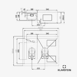 [Gebraucht] TitanSteel Küchenspüle | 61 X 50 Cm (LxB) -KLarstein Verkaufsgeschäft 10046021 yy 0011 dimensions
