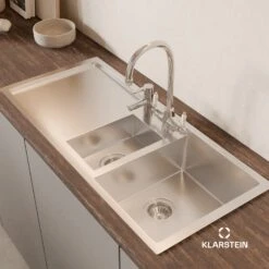 [Wiederverpackt] TitanSteel Küchenspüle Mit Abtropffläche | 100 X 45 Cm (LxB) -KLarstein Verkaufsgeschäft 10046023 de 0003 usp