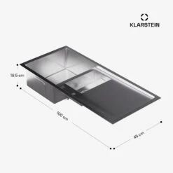 [Wiederverpackt] TitanSteel Küchenspüle Mit Abtropffläche | 100 X 45 Cm (LxB) -KLarstein Verkaufsgeschäft 10046023 de 0008 usp