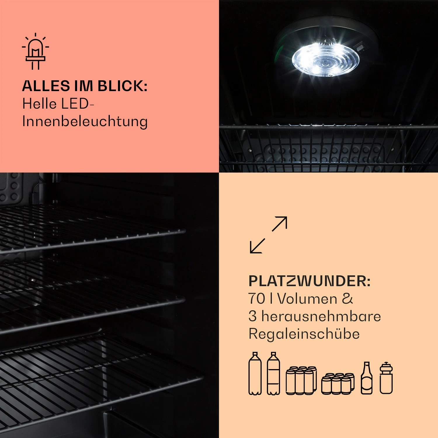 PopLife 70 Getränkekühlschrank Mit Glastür 70 Liter 6 PopLife 70 Getränkekühlschrank Mit Glastür 70 Liter – Bild 4