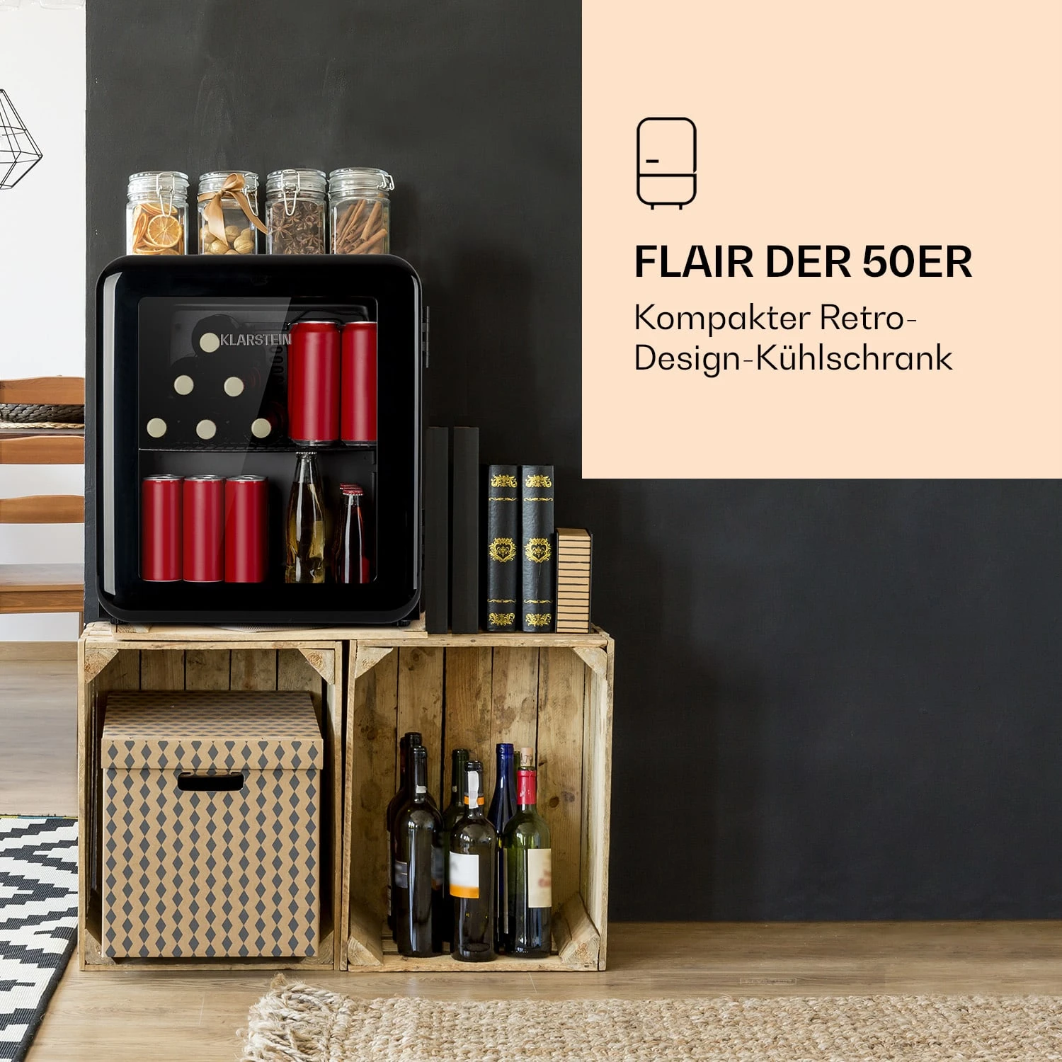 PopLife Getränkekühlschrank Mit Glastür 48 Liter 4 PopLife Getränkekühlschrank Mit Glastür 48 Liter – Bild 2