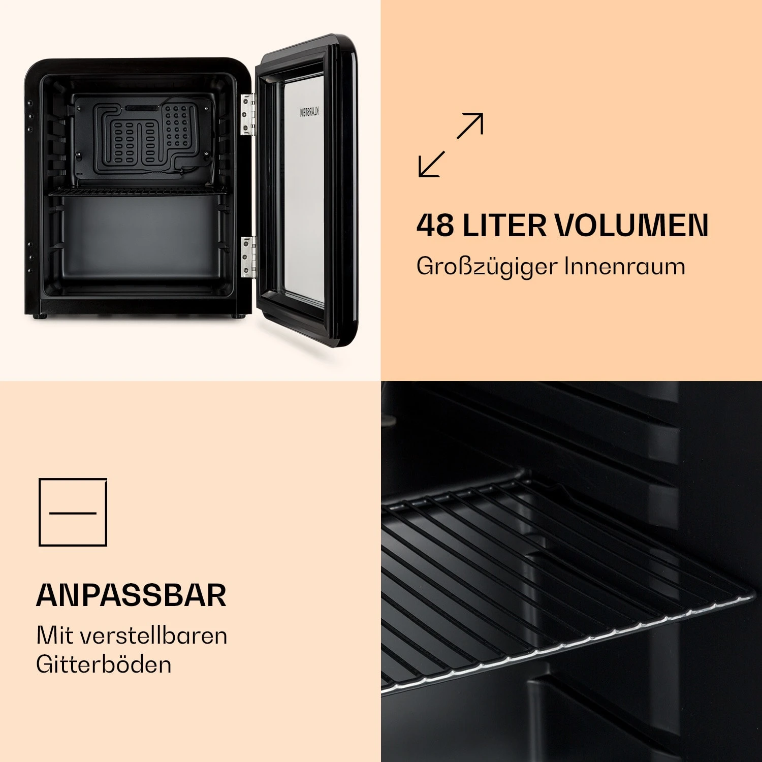 PopLife Getränkekühlschrank Mit Glastür 48 Liter 5 PopLife Getränkekühlschrank Mit Glastür 48 Liter – Bild 3