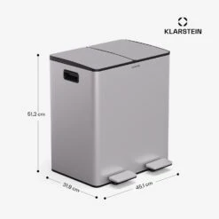[Gebraucht] EcoVista Mülleimer Mit Kompostbehälter Abfalleimer 40 Liter -KLarstein Verkaufsgeschäft 10046168 yy 0011 dimensions