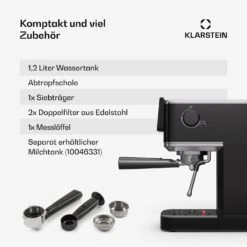 [Wiederverpackt] SteelPresso Slim Touch Espressomaschine -KLarstein Verkaufsgeschäft 10046330 de 0006 usp