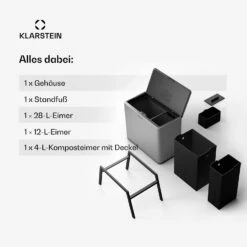 [Gebraucht] Yuma Mülleimer 40 L Inkl. Komposteimer -KLarstein Verkaufsgeschäft 10046333 de 0006 usp