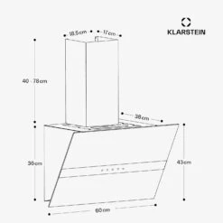 [Gebraucht] WiFusion Dunstabzugshaube | 60 Cm -KLarstein Verkaufsgeschäft 10046411 yy 0011 dimensions