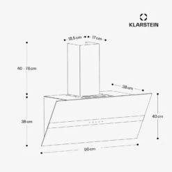 [Gebraucht] WiFusion Dunstabzugshaube | 90 Cm -KLarstein Verkaufsgeschäft 10046412 yy 0011 dimensions