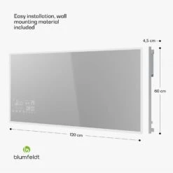 [Wiederverpackt] Infrared Heater | Smart Mirror | Infrarot | 600 W | IP44 -KLarstein Verkaufsgeschäft 10046459 yy 0011 dimensions