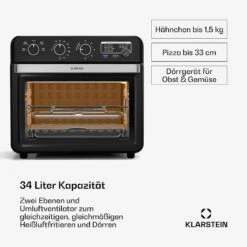 [Wiederverpackt] Air Glaze Heißluftfritteuse | 2000 Watt | 34 Liter -KLarstein Verkaufsgeschäft 10046474 de 0002 usp