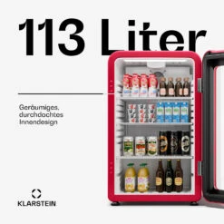 Audrey Evo Getränkekühlschrank Mit Glastür | Retro-Design | 113 L -KLarstein Verkaufsgeschäft 10046638 de 0002 usp