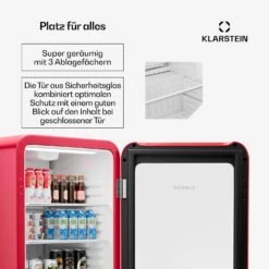 Audrey Evo Getränkekühlschrank Mit Glastür | Retro-Design | 113 L -KLarstein Verkaufsgeschäft 10046638 de 0005 usp