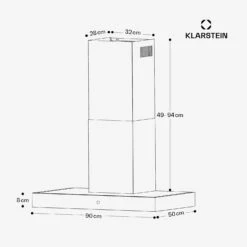[Gebraucht] SmartEdge 90 Dunstabzugshaube -KLarstein Verkaufsgeschäft 10046680 yy 0011 dimensions