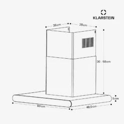 CurveVent Dunstabzugshaube | 90 Cm -KLarstein Verkaufsgeschäft 10046744 yy 0011 dimensions