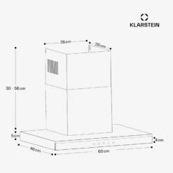 Auriana Dunstabzugshaube | 60 Cm -KLarstein Verkaufsgeschäft 10046756 yy 0011 dimensions