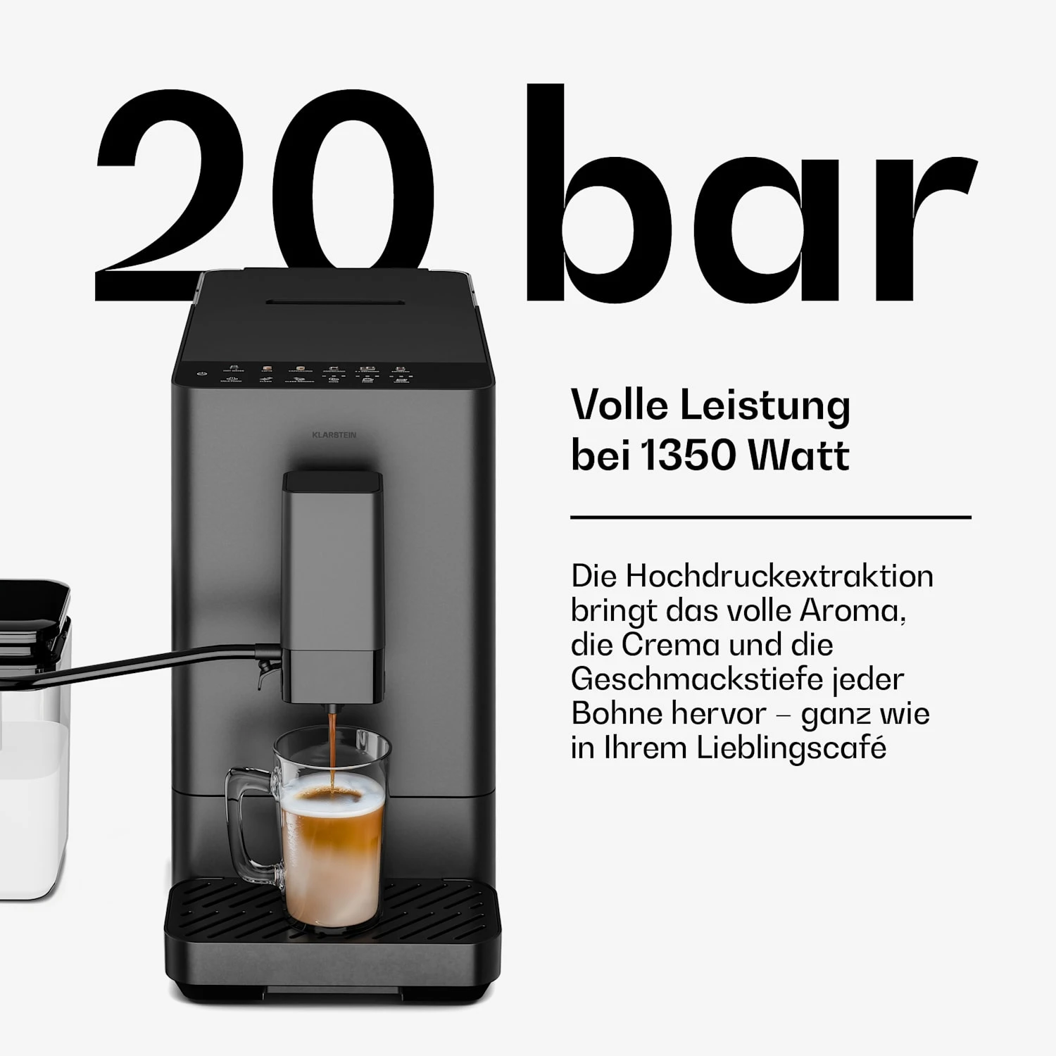 Velaire 20bar 1350W Kaffeevollautomat Schwarz 8 Velaire 20bar 1350W Kaffeevollautomat Schwarz – Bild 6