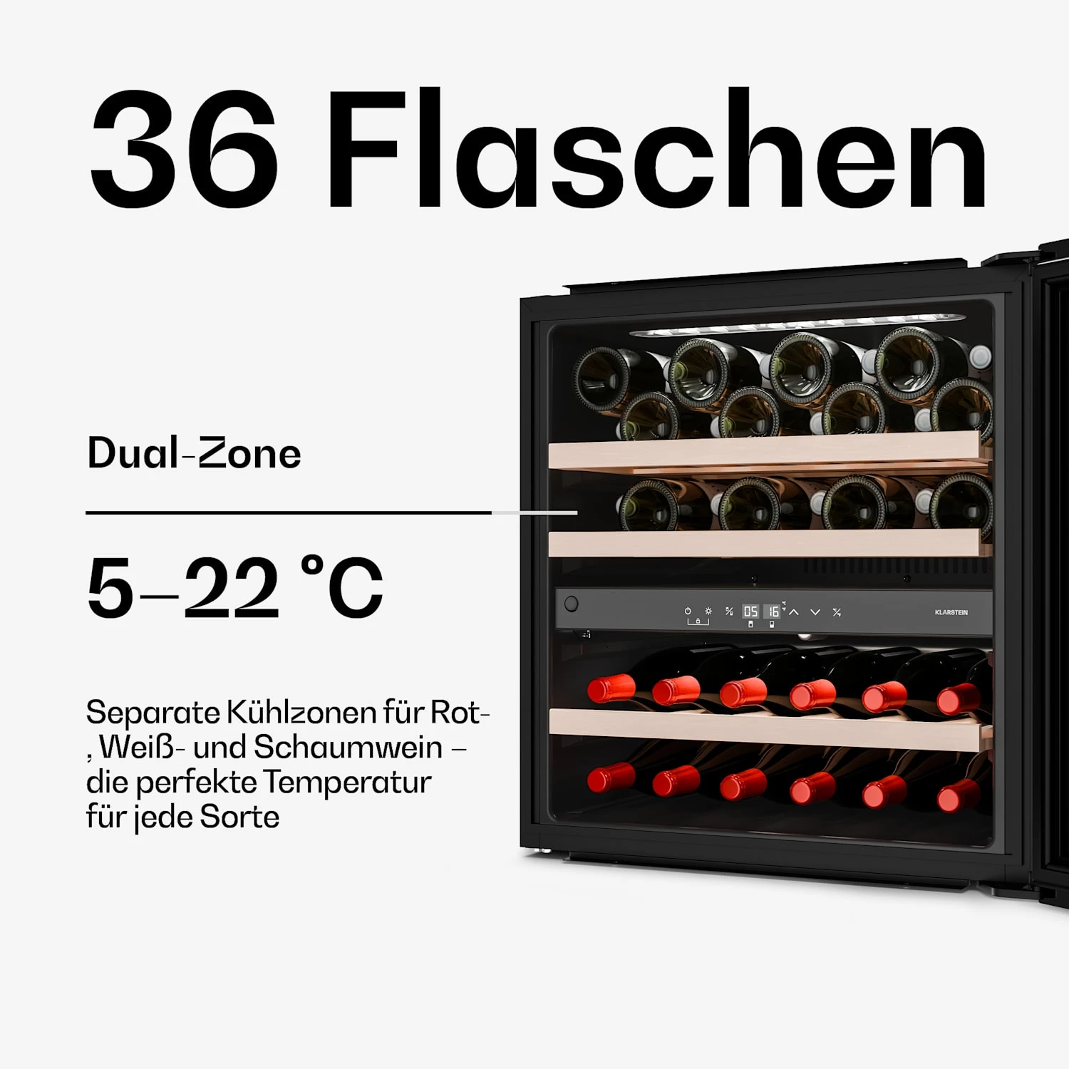 Velaire 65cm 36 Flaschen Weinkühlschrank 2 Zonen Schwarz 5 Velaire 65cm 36 Flaschen Weinkühlschrank 2 Zonen Schwarz – Bild 3