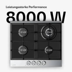 Verosteel Gaskochfeld + Verosteel Kaminhaube | Edelstahl | 60 Cm -KLarstein Verkaufsgeschäft 60003309 de 0003 usp