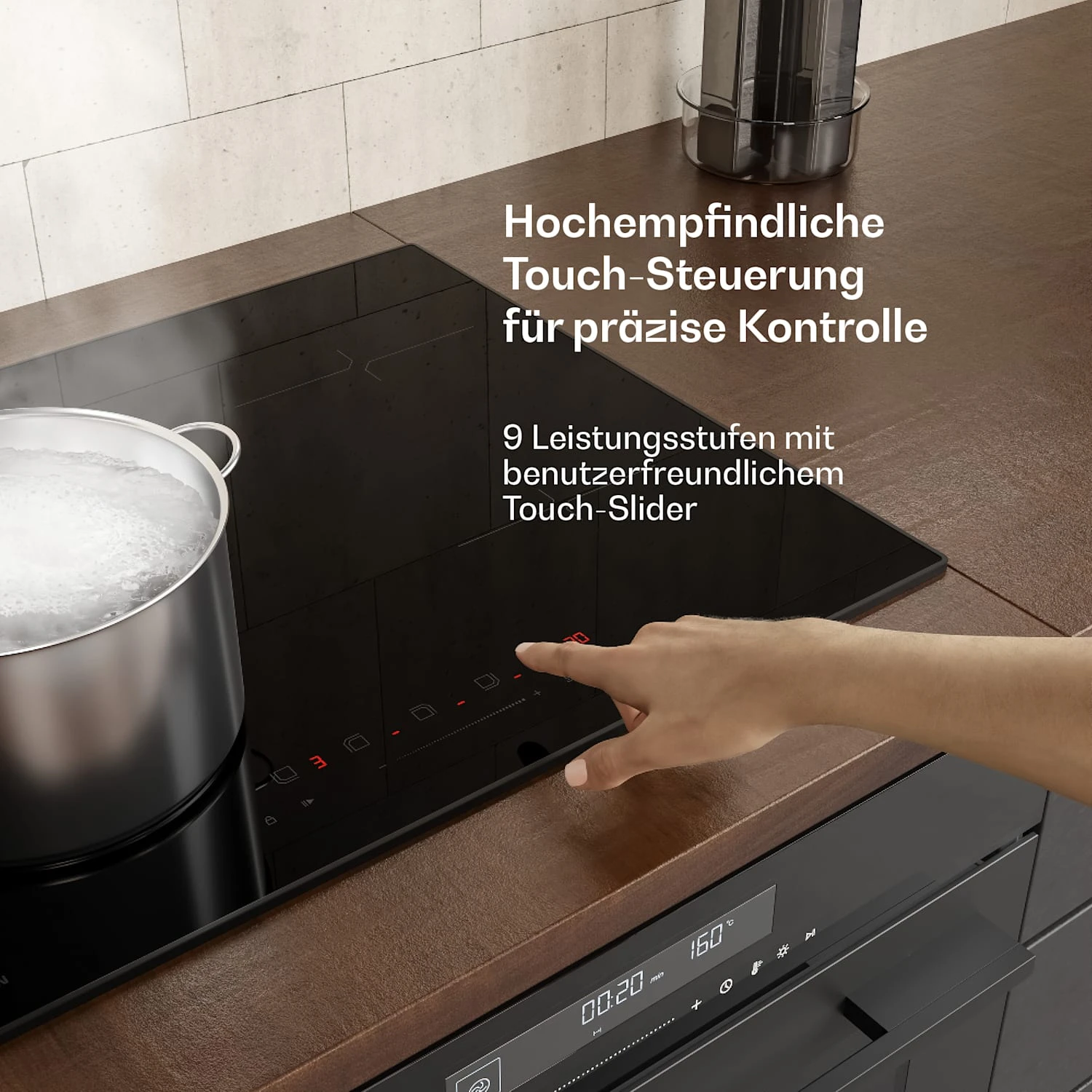 Velaire Induktionskochfeld Kochfeldabzug Einbaubackofen Kopffreihaube 8 Velaire Induktionskochfeld Kochfeldabzug Einbaubackofen Kopffreihaube – Bild 6