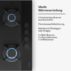 Velaire Gaskochfeld + Kaminhaube | Minimalistisch & Elegant | 60 Cm 18 Velaire Gaskochfeld + Kaminhaube | Minimalistisch & Elegant | 60 Cm -KLarstein Verkaufsgeschäft 60003316 de 0005 usp